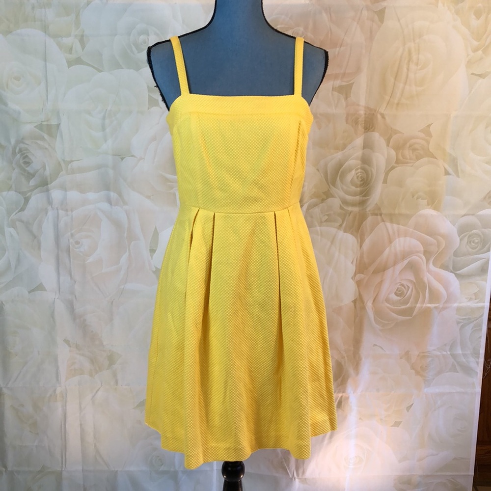 LOFT Yellow Sleeveless Fit-and-Flare Dress